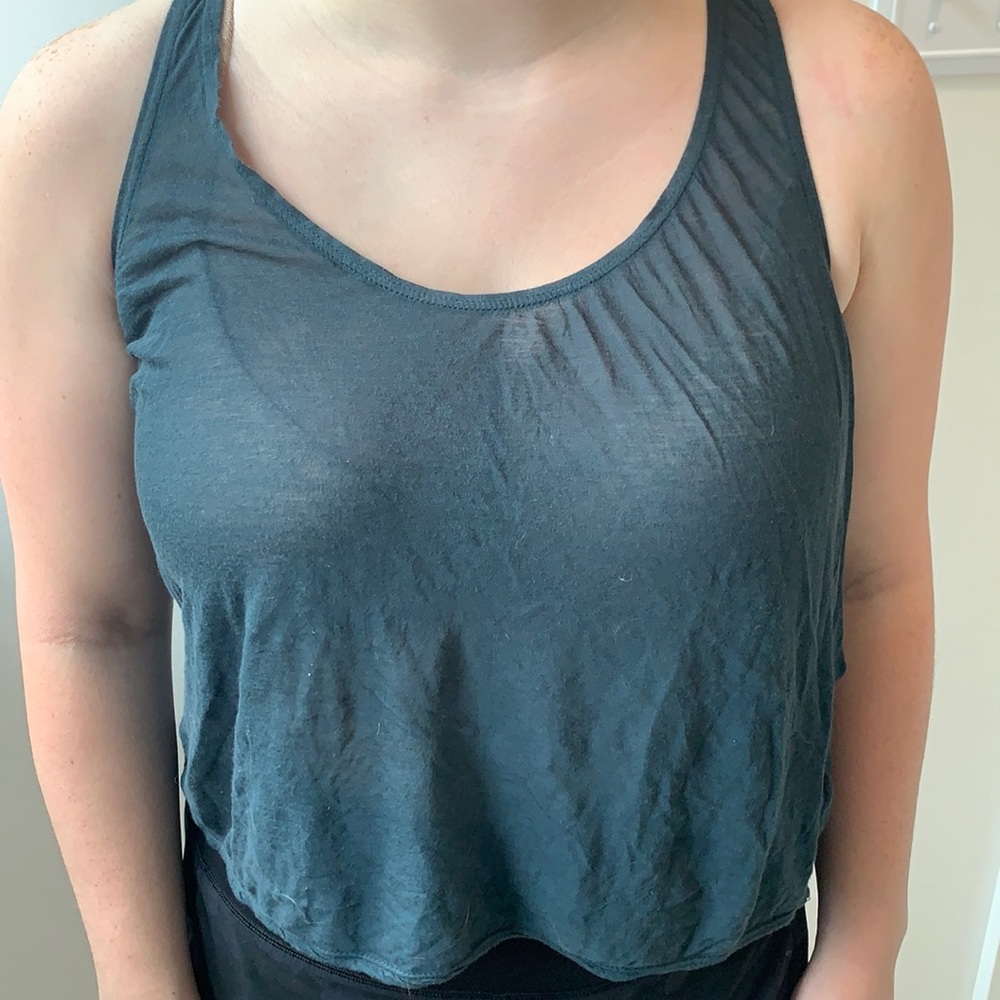 Slightly sheer teal tank (L)